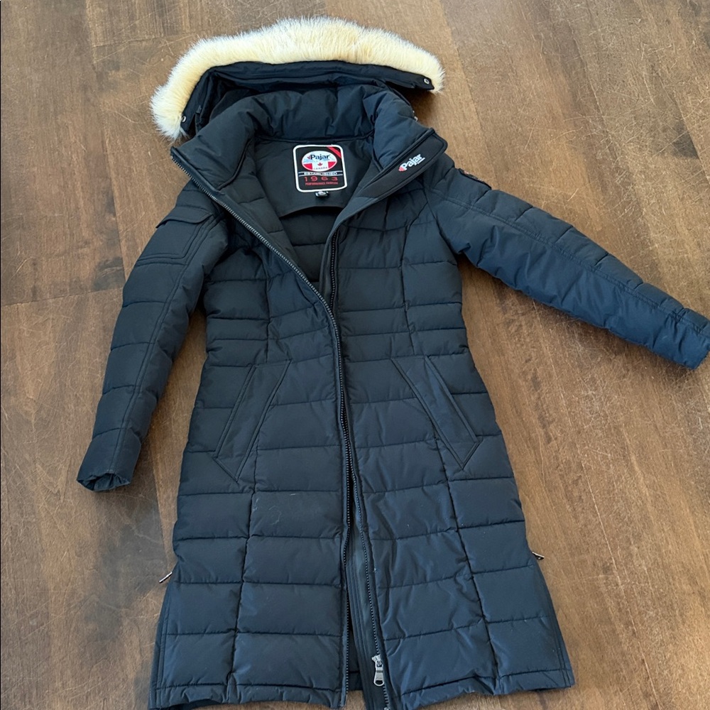 Women's Pajar Black Winter Coat with Fur Hood